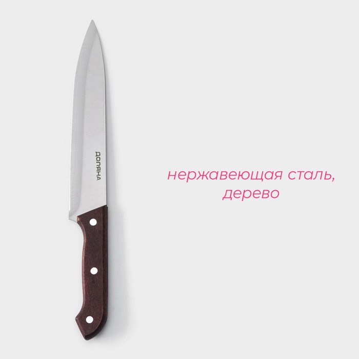 Нож - шеф Доляна Ecology, лезвие 20 см, цвет коричневый - фото 1908956952