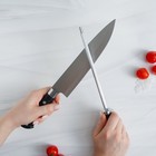 Набор ножей кухонных на подставке Доляна «Кронос», 7 предметов: 5 ножей, мусат и ножницы, цвет чёрный - Фото 13