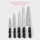 Набор ножей кухонных на подставке Доляна «Кронос», 7 предметов: 5 ножей, мусат и ножницы, цвет чёрный - Фото 2