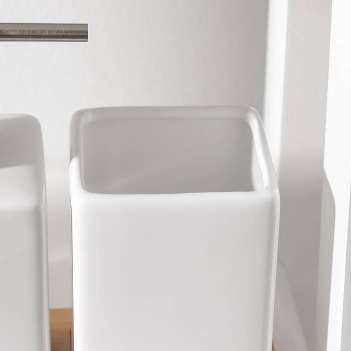 Набор аксессуаров для ванной комнаты SAVANNA Square, 4 предмета (дозатор для мыла, 2 стакана, подставка), цвет белый - фото 1906048222