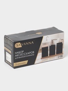 Набор аксессуаров для ванной комнаты SAVANNA Square, 4 предмета, дозатор для мыла, 2 стакана, подставка, чёрный 7500322