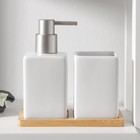 Набор аксессуаров для ванной комнаты SAVANNA Square, 3 предмета (дозатор для мыла, стакан, подставка), цвет белый - фото 293748137