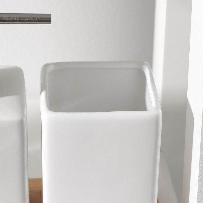 Набор аксессуаров для ванной комнаты SAVANNA Square, 3 предмета (дозатор для мыла, стакан, подставка), цвет белый - фото 1906048250