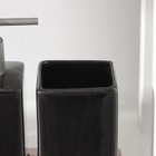 Набор аксессуаров для ванной комнаты SAVANNA Square, 3 предмета (дозатор для мыла, стакан, подставка), цвет чёрный - фото 8611130