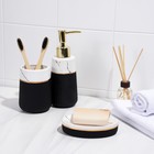 Набор аксессуаров для ванной комнаты SAVANNA Grace, 3 предмета (дозатор для мыла 290 мл, стакан, мыльница), цвет белый мрамор - Фото 7