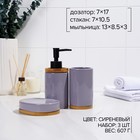 Набор аксессуаров для ванной комнаты SAVANNA «Джуно», 3 предмета (мыльница, дозатор для мыла, стакан), цвет сиреневый - Фото 2