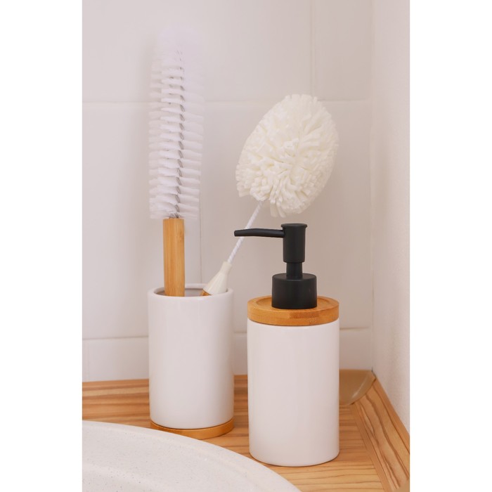 Набор аксессуаров для ванной комнаты SAVANNA «Джуно», 3 предмета (мыльница, дозатор для мыла 280 мл, стакан), цвет белый - фото 1906048341