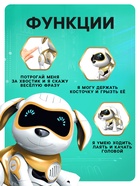 Робот собака «Чаппи» IQ BOT, интерактивный: сенсорный, свет, звук, музыкальный, танцующий, на аккумуляторе, на русском языке, золотой - Фото 4