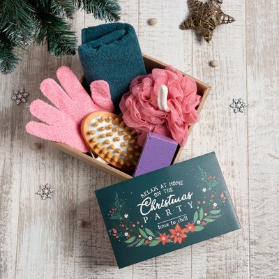 Новогодний подарочный набор «Этель» Christmas party, 5 предметов, полотенце 30×60 см, мочалка, расчёска