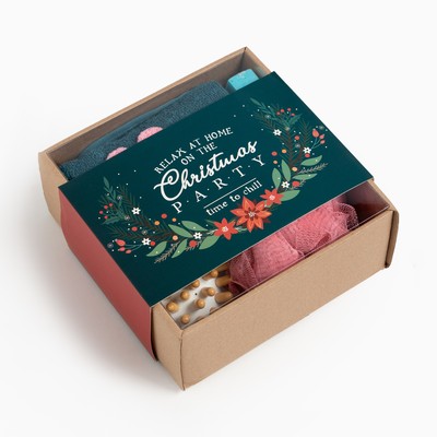 Новогодний подарочный набор «Этель» Christmas party, 5 предметов, полотенце 30×60 см, мочалка, расчёска