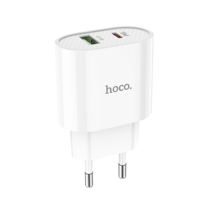 Сетевое зарядное устройство Hoco C95A, Type-C - PD 20 Вт 3 А, USB QC3.0 - 18 Вт 3 А, белый - фото 51456326