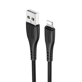 Кабель Borofone BX37, Lightning - USB, 2.4 А, 1 м, PVC оплётка, чёрный