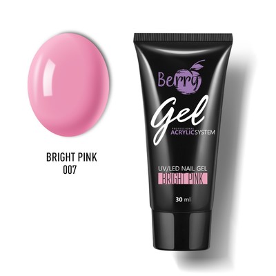 Гель акриловый JessNail Berry Gel, тон №007 Bright Pink, ярко-розовый, 30 мл