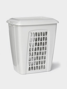 Корзина бельевая «Молетта», 45 л, 43×32×48 см, с крышкой, светло-серая