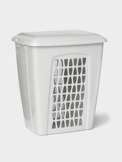 Корзина бельевая «Молетта», 45 л, 43×32×48 см, с крышкой, светло-серая