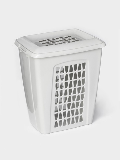 Корзина бельевая «Молетта», 45 л, 43×32×48 см, с крышкой, светло-серая