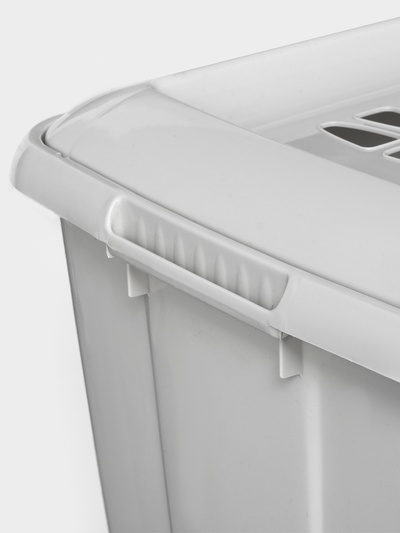 Корзина бельевая «Молетта», 45 л, 43×32×48 см, с крышкой, светло-серая