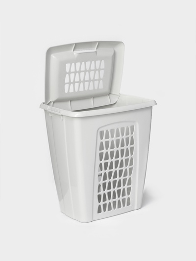 Корзина бельевая «Молетта», 45 л, 43×32×48 см, с крышкой, светло-серая