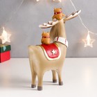 Сувенир полистоун "Новогодний олешка с совушками на спине" 20х16,5х7 см - фото 21696802