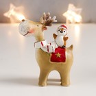 Сувенир полистоун "Новогодний олешка с птенчиком на спине" МИКС 9х6,5х3 см - фото 21696805