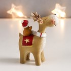 Сувенир полистоун "Новогодний олешка с птенчиком на спине" МИКС 9х6,5х3 см - фото 21696808