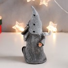 Сувенир полистоун "Дед Мороз в сером, летящая борода, с серебристой ёлочкой"МИКС 15х8х5 см (комплект 2 шт) - фото 21696812