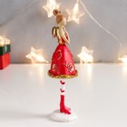 Сувенир полистоун "Девочка-ангел в красном платье с золотыми розами" 15,5х6х4,5 см - фото 46799505