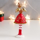 Сувенир полистоун "Девочка-ангел в красном платье с золотыми розами" 15,5х6х4,5 см - фото 46799506