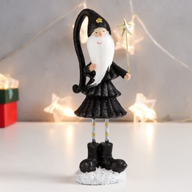 Сувенир полистоун "Высокий Дед Мороз в чёрном кафтане, с звездой" длинные ножки 15х5х4 см