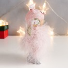 Сувенир полистоун "Малышка-ангел в розовом, в шапке совы, с подарком" пух 16,5х11х5 см - фото 806021785