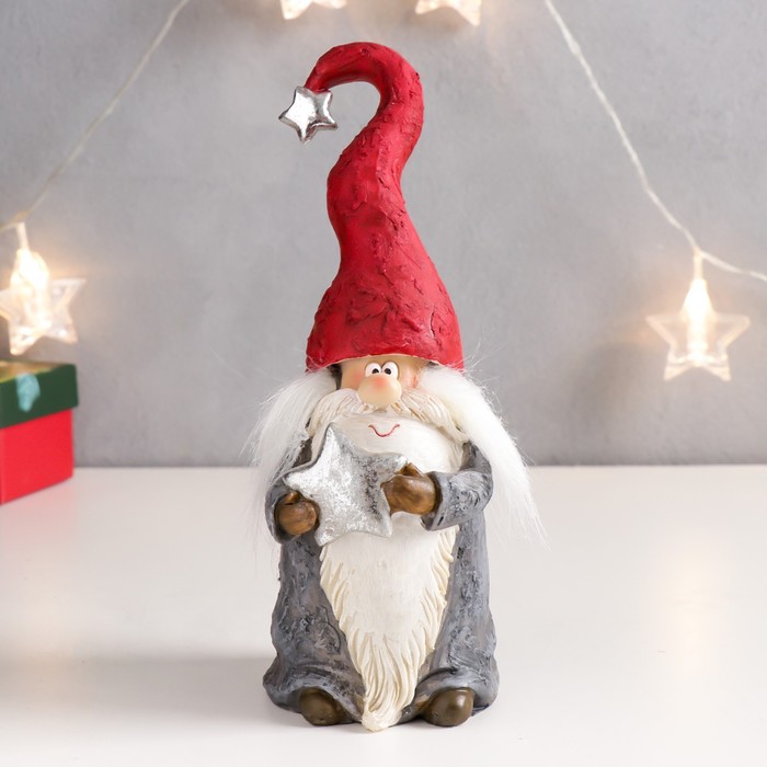 Сувенир полистоун "Дедушка Мороз в красном колпаке с звёздочкой" 21,5х7х8 см - Фото 1
