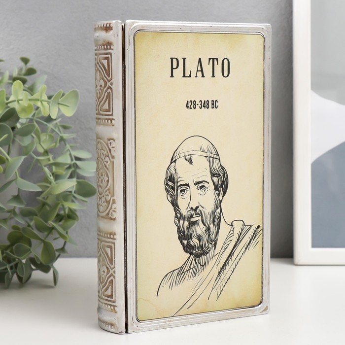 Шкатулка-книга металл, кожзам "Платон" 20х12х4 см - Фото 1