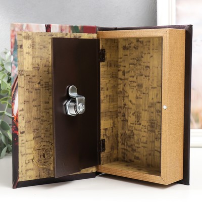 Шкатулка книга - сейф «Вино», дерево, искусственная кожа, 21×13×5 см