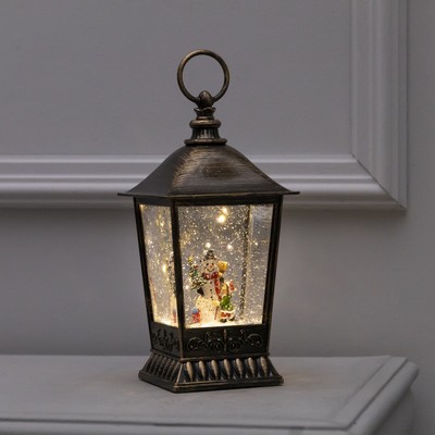 Светодиодная фигура «Фонарь со снеговиком» 12×24×12 см, пластик, батарейки ААх3 (не в комплекте), USB, свечение тёплое белое