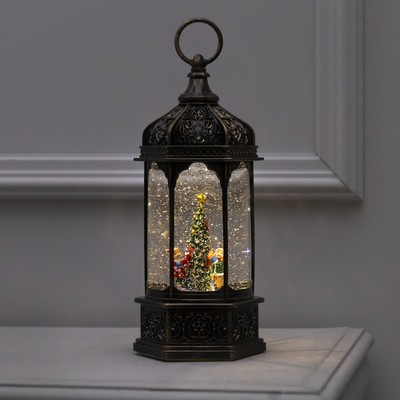 Светодиодная фигура «Фонарь с детьми и ёлкой» 13×28.5×12 см, пластик, батарейки ААх3 (не в комплекте), USB, свечение тёплое белое