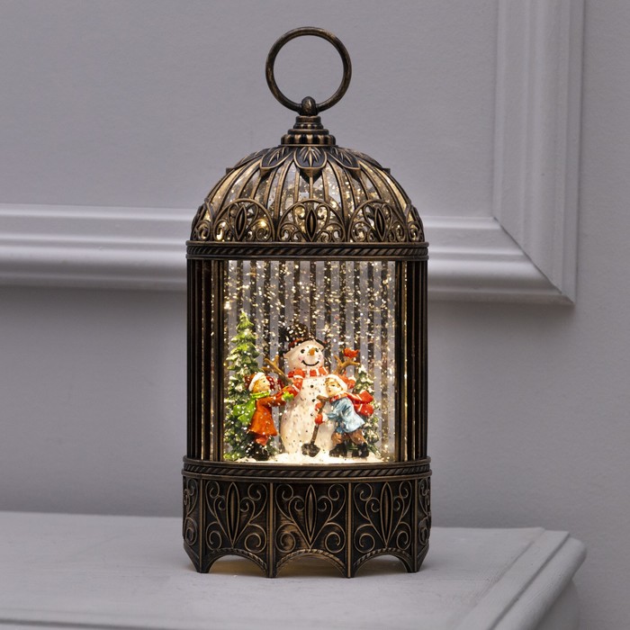 

Светодиодная фигура «Фонарь с детьми и снеговиком» 13 × 25.5 × 8 см, пластик, батарейки ААх3 (не в комплекте), USB, свечение тёплое белое