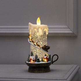 Светодиодная свеча с Дедом Морозом, 14 × 23 × 12 см, пластик, батарейки ААх3 (не в комплекте), USB, свечение тёплое белое
