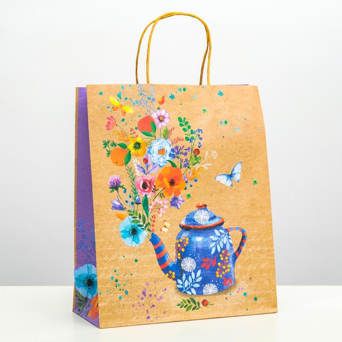 Пакет подарочный "Чайный букет", 26 х 32 х 12 см - Фото 1