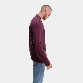 Поло мужское с длинным рукавом, цвет бордовый, размер 50 (XL)
