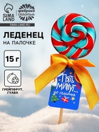 Леденец новогодний на палочке «Пять минут до счастья», вкус: грейпфрут-гуава, 15 г - Фото 1