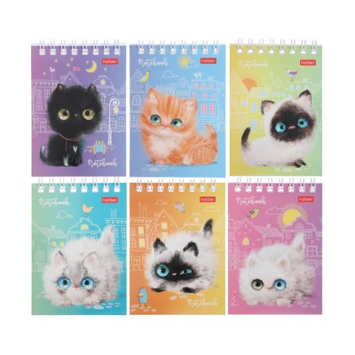 Блокнот А7, 40 листов на гребне «Кошарики», обложка мелованный картон, блок 65 г/м², МИКС