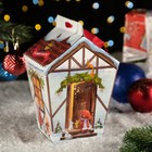Подарочная коробка "Праздничный домик" бежевый с бантом, 14 х 14 х 21,3 - 9,6 х 9,6 х 22 см - Фото 4