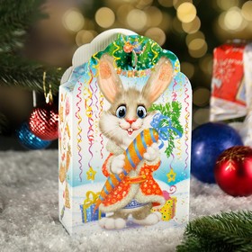 Подарочная коробка "Заяц-Кот" белый, 16,8 х 7 х 25 см