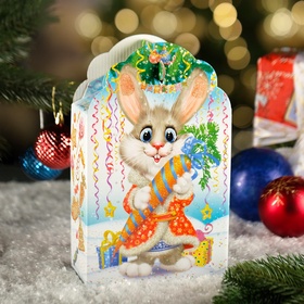 Подарочная новогодняя коробка "Заяц - Кот" белый, 16.8?7?25 см (комплект 5 шт)