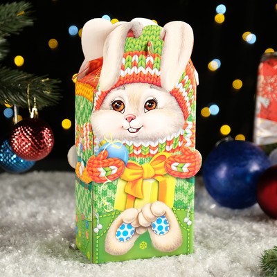 Подарочная новогодняя коробка «Новогодний Заяц», 14.3×7.6×27.7 см