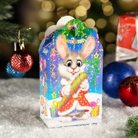 Подарочная новогодняя коробка "Заяц - Кот", неон, 12?7?23 см (комплект 10 шт)