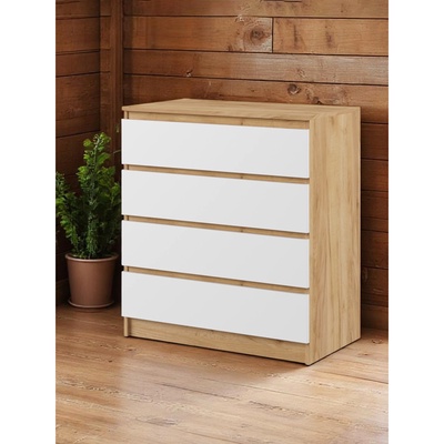 Комод Клик Мебель «Мадера», с 4 выдвижными ящиками, 800×420×1000 мм, цвет дуб крафт золотой/белый