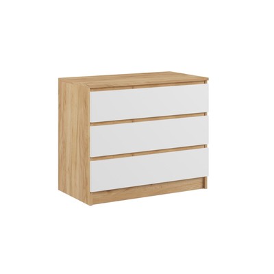 Комод для хранения «Клик Мебель. Мадера», 3 ящика, 800×420×775 мм, цвет дуб крафт золотой/белый