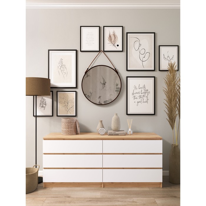 Комод для хранения «Клик Мебель. Мадера», 6 ящиков, 1200×420×775 мм, цвет дуб крафт золотой/белый - Фото 1