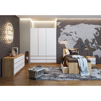 Комод для хранения «Клик Мебель. Мадера», 6 ящиков, 1200×420×775 мм, цвет дуб крафт золотой/белый